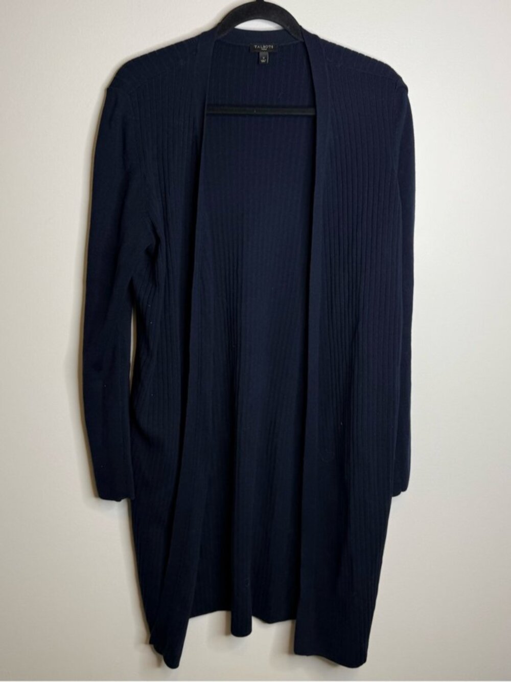 Talbots Navy Ribbed Open-Front Long Cardigan size 1x